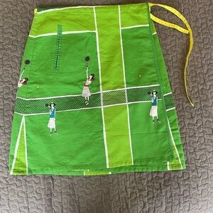 Green Wrap Skirt Vintage Tennis Print